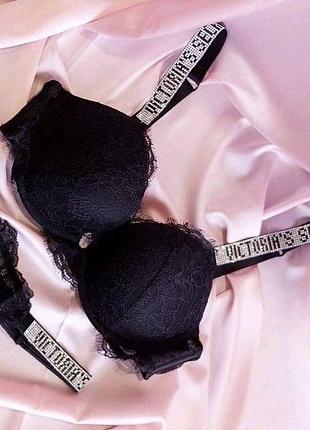 Victoria’s secret bra чорний мереживний зі стразами