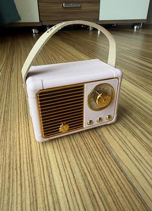 Ретро bluetooth-колонка / портативна колонка з fm, usb, tf, aux (рожева)