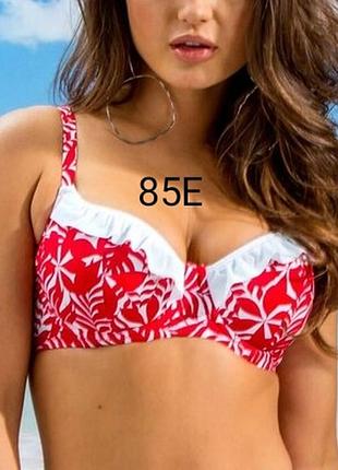 38dd,85е,pour moi fiesta sweetheart роскошный красный раздельный купальник с рюшами на тонком пороло
