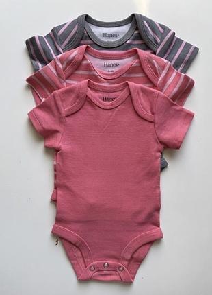 Hanes (usa) боді короткий рукав для малюнків для дівчат 0-6міс