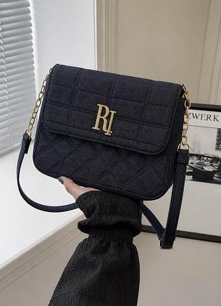 Жіноча сумка river island синя джинсова стьобана на ланцюжку