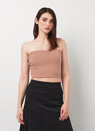 Топ-бандо бежевий, топ без бретелей тілесний zara