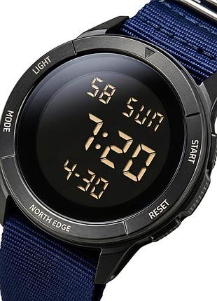 Чоловічий тактичний водостійкий годинник north edge terrax special blue з японським механізмом, 2 ремінці