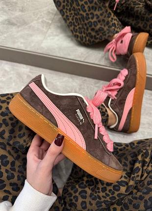 Стильные женские кроссовки puma suede xl chestnut brown peach smoothie