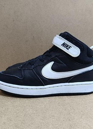 Кросівки nike court borough mid 2, для хлопчика чорні на липучках шкіряні