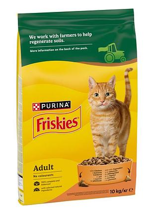 Сухой корм friskies для взрослых кошек, с курицей и овощами, 10 кг