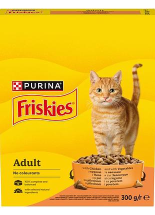 Сухий корм friskies для дорослих котів, з куркою та овочами, 300 г