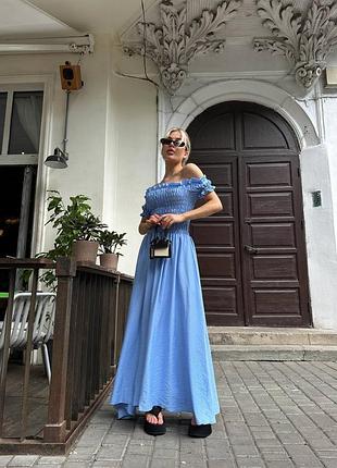 Сукня резинка максі льон жаткп