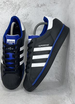 Чоловічі шкіряні кросівки чорні adidas superstar