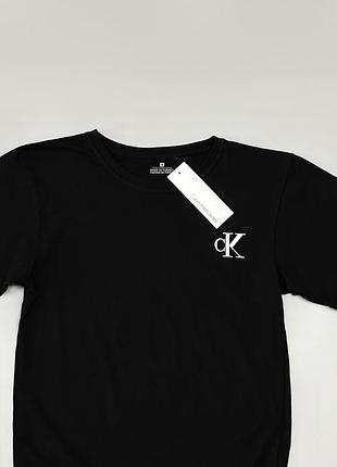Футболка мужская calvin klein, черная, кулир, хлопок/эластан 90/10, туреченица, размеры s-xxl
