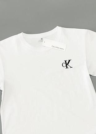 Футболка мужская calvin klein, белая, кулир, хлопок/эластан 90/10, туречна, размеры s-xxl