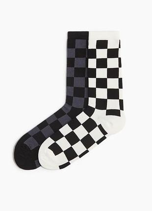 39-42/43-46 р h&amp;m новый фирменный мужской комплект 2 пары высоких в клетку носков