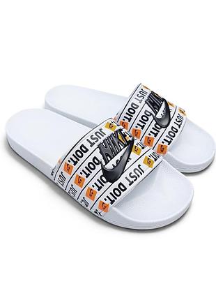 Арт 1344 чоловічі шльопанці nike just do it black білі