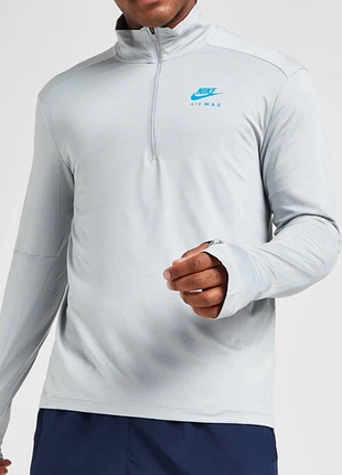 Мужской спортивный логслив nike air max track top 1/2 zip pullover jacket grey, сша размер s