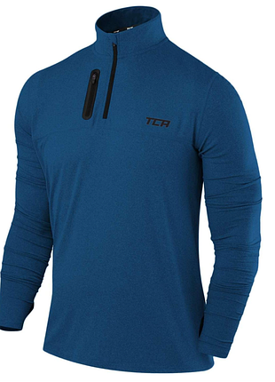 Мужской спортивный лонгслив tca men's fusion long sleeve half zip running gym top - navy marl, франция размер xxl