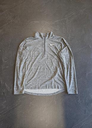 Лонгслив 1/4 zip nike dri-fit размер l кофта на замке для бега, спорта, велосипеда и т. д. серого цвета