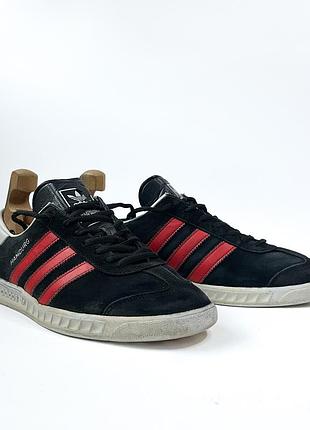 Чоловічі замшеві кросівки кеди adidas hamburg core black/red (bb5300) оригінал, р. 41.5