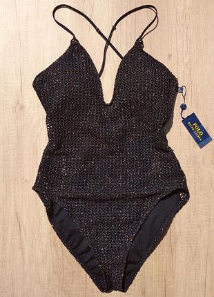 Новий суцільний купальник polo ralph lauren з люрексом цільний злитий