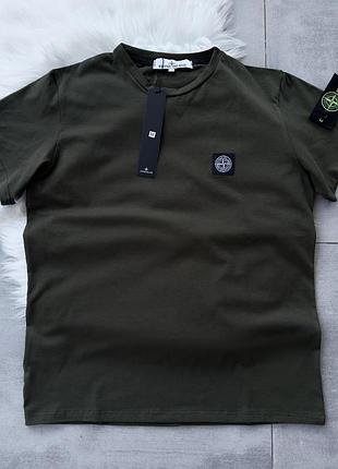 Мужская футболка stone island хаки с патчем хлопковая тенниска- стон айленд размеры только: xs, s, m, l, xl, 2xl