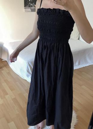 Бавовняна чорна сукня міді h&m 🖤