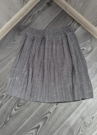 Юбка блестящая детская серая размер 13-14 лет(164 см.) бренда primark