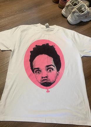 Футболка жіноча russell котонова з принтом білий/рожевий розмір l xl 🤍💕