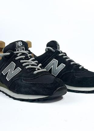 Чоловічі замшеві кросівки new balance 574 black/grey (m574nk) оригінал, р. 41.5