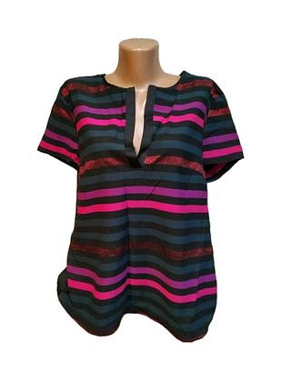 Фирменная блузка sisley в полоску размер l xl (пог 54 см)