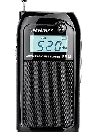 Радиоприемник fm/am pr12 mini, lcd дисплей, mp3 (micro-sd), li-ion 500mah, 3.5 мм разъем для наушников