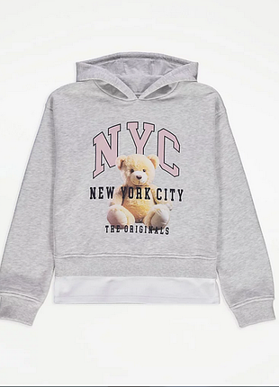 Світло-сіре меланжеве худі nyc teddy від george на 11-12 років