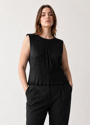 Трендовий топ - блузка плісе plus size dkny на розмір л l (40)🔥🔥🔥