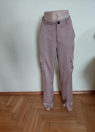 Сатинові брюки карго zara