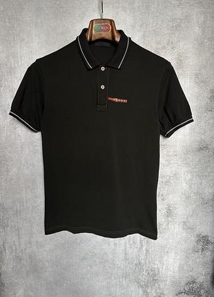 Поло prada men's red tab polo shirt
