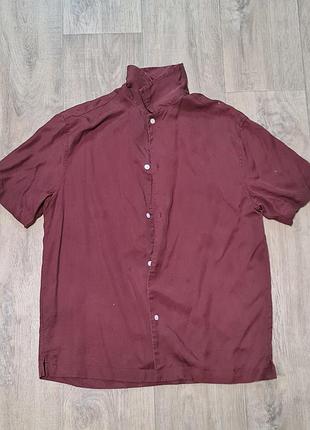 Бордовая хлопковая рубашка h&amp;m, размер m, новая