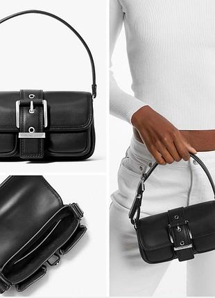 Сумка багет сідло жіноча з натуральної шкіри маленька michael kors colby 32f4sbau0l-001 чорна (197853118065)