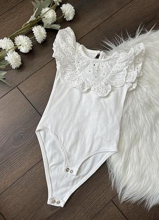 Білий боді з мереживом для дівчинки 12 міс 18 міс 86 см зара zara на літо без рукавів