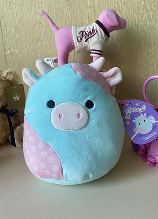 Нова мʼяка іграшка антистрес squishmallows пастельна корівка висотою 19 см з надзвичайно м'якого матеріалу, який дуже приємно обіймати