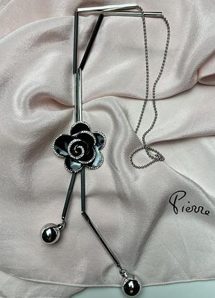 Кольє підвіска sohi tourmaline bleck rose в сріблясто чорному кольорі