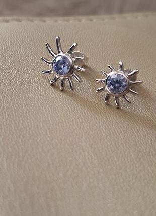 Серьги - пивушки серебряные с swarovski zirconia