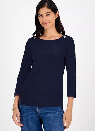 Женский лонгслив tommy hilfiger с укороченными рукавами