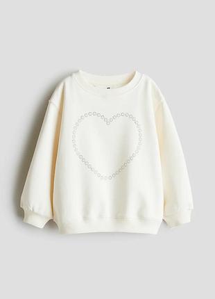 Свитшот утепленный на девочку h&amp;m молочный 110-116 см