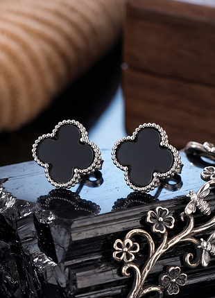 Нові срібні сережки, кульчики у стилі van cleef 925 проби!