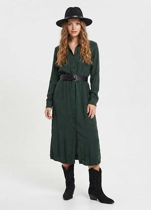Зеленое платье-миди h&amp;m вискоза
