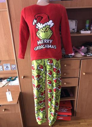 Пижама, комплект, костюм, 10-11 p 146 cм. dr.seuss. grinch.