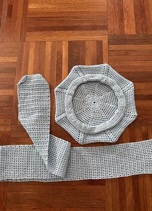 Вантажний hand made бавовняний блакитного кольору набір берет і шарф