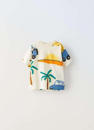 Оверсайз футболка zara з принтом кольорова