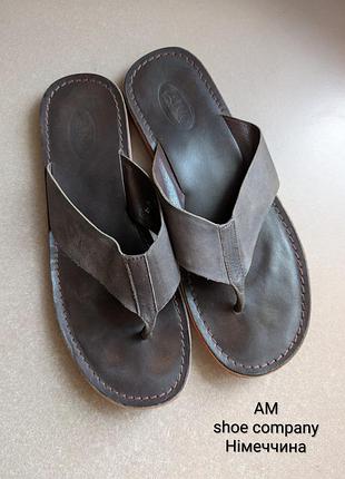 Шльопанці в'єтнамки am shoe company (44-45) чоловічі з натуральної шкіри коричн.