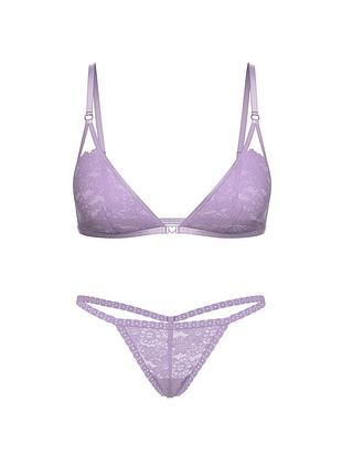 Кружевной комплект белья со стразами victoria's secret pink бралетт и трусики стринги