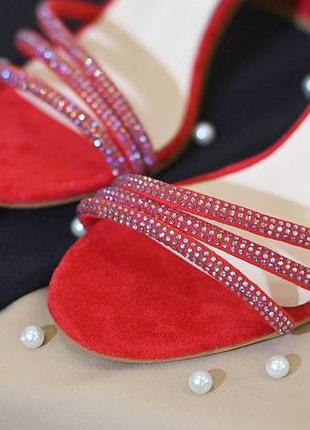 Красные женские босоножки со стразами р. 36-40