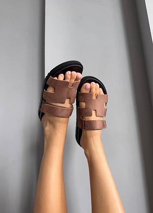Замшева жіночі шльопанці h₴rm₴s chypre apricot sandals beige